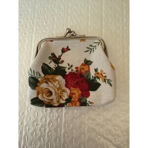 Blue Floral Canvas Kiss lock Coin Purse